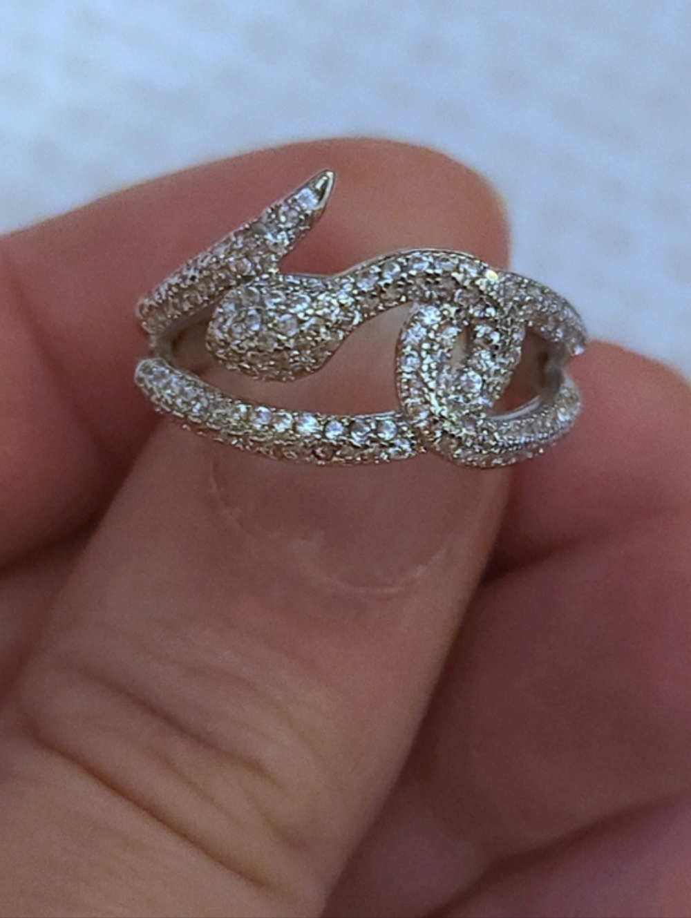 Silver Sparkling Coil Snake Ring